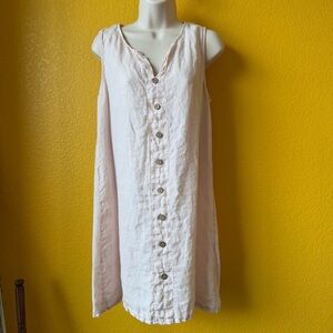 Terzo Millenio Made in Italy pale pink linen button front dress size small